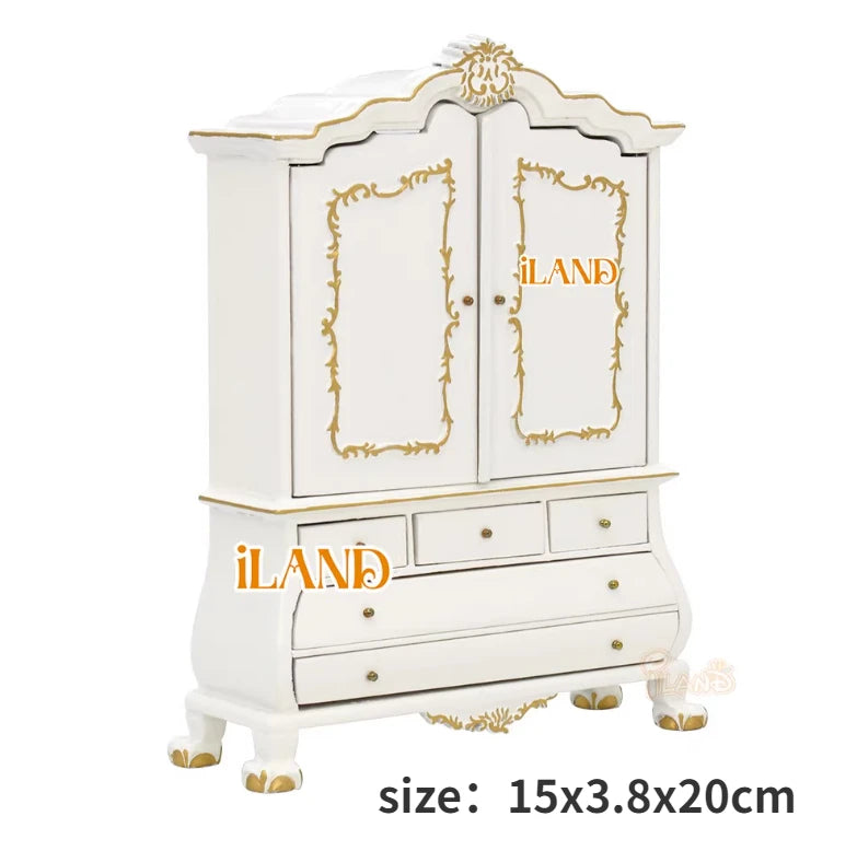 Armario de casa de muñecas en miniatura a escala 1:12, armario, piano tallado, silla suave, muebles en miniatura