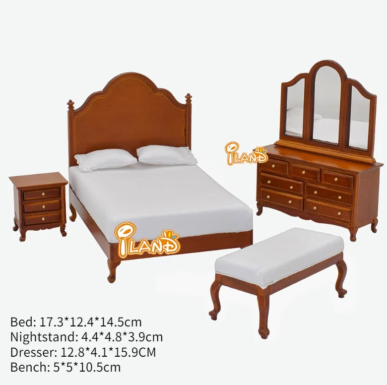Armario de casa de muñecas en miniatura a escala 1:12, armario, piano tallado, silla suave, muebles en miniatura