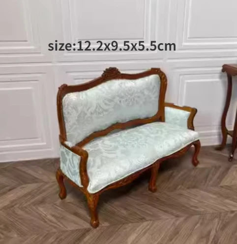 Armario de casa de muñecas en miniatura a escala 1:12, armario, piano tallado, silla suave, muebles en miniatura