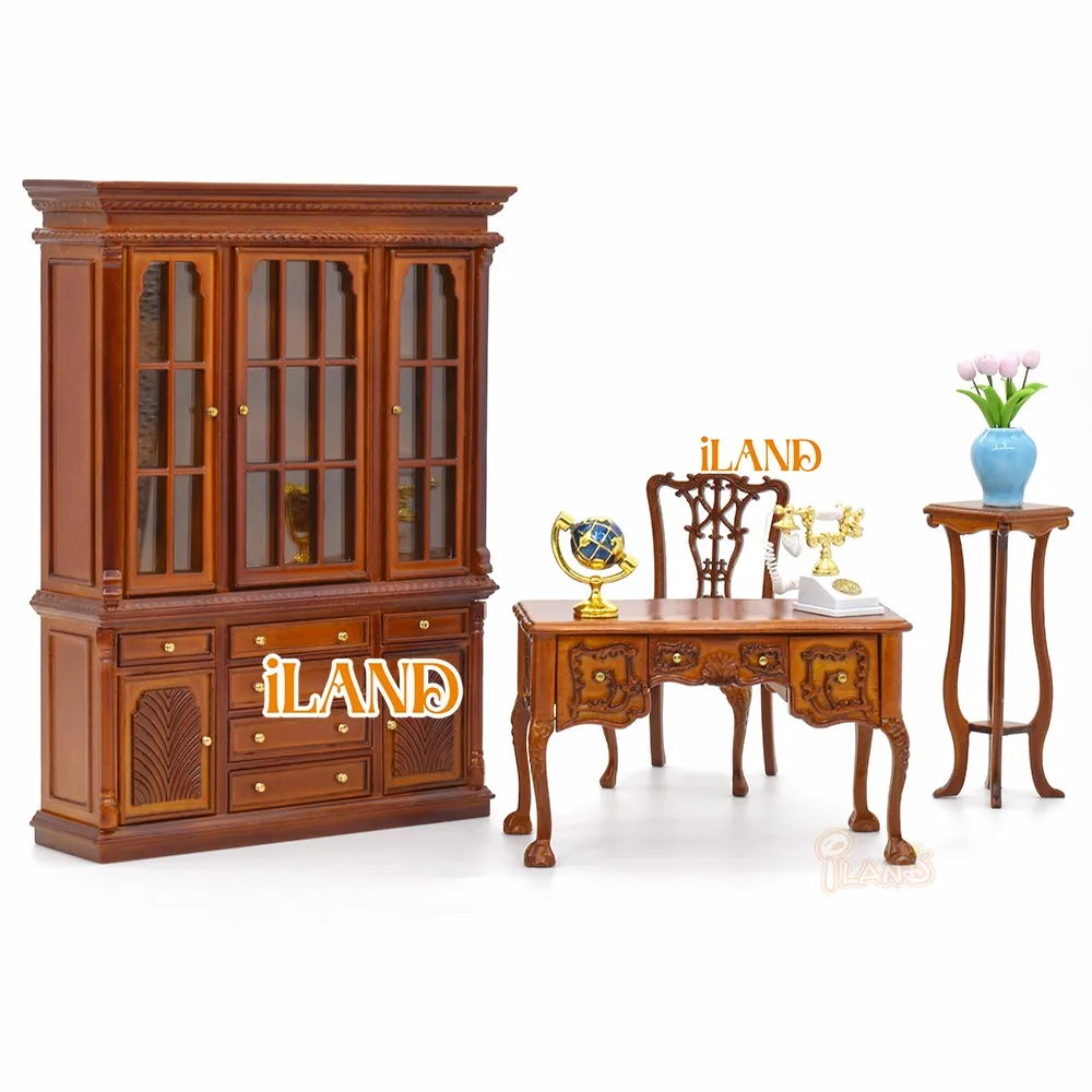 Armario de casa de muñecas en miniatura a escala 1:12, armario, piano tallado, silla suave, muebles en miniatura