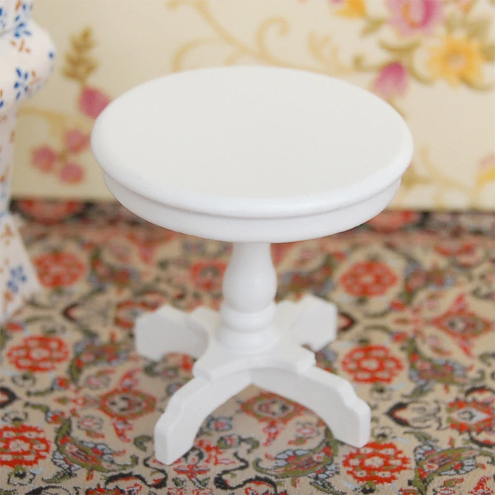 1:12 Scale Miniature Dollhouse Round Table With Potted Flower Living Room Decoration Accessories