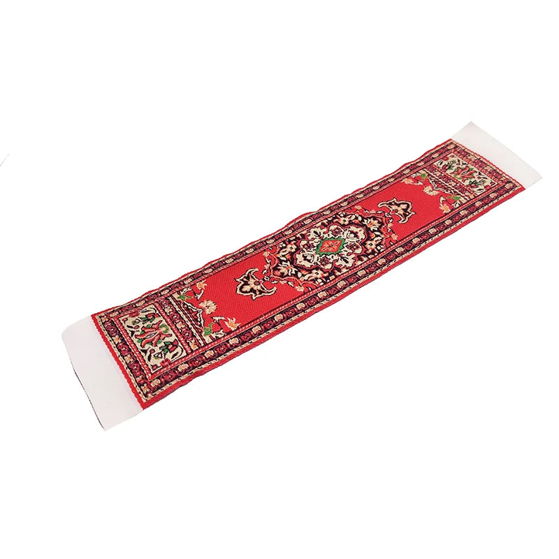 1:12 Scale Miniature Dollhouse Carpet Rug Bed Runner Table Flug Embroidered Accessories