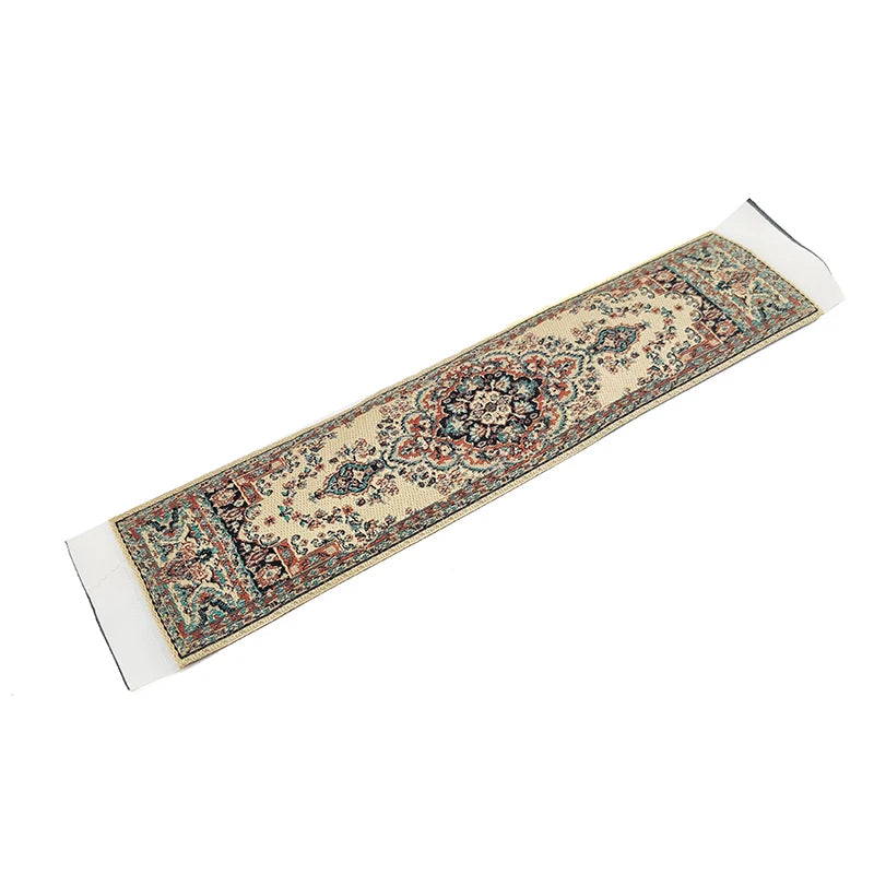 1:12 Scale Miniature Dollhouse Carpet Rug Bed Runner Table Flug Embroidered Accessories