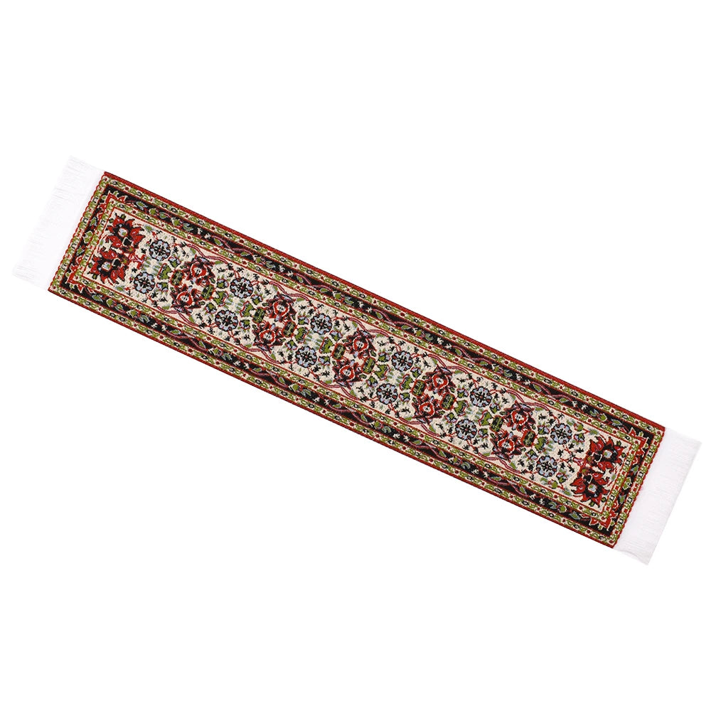 1:12 Scale Miniature Dollhouse Carpet Rug Bed Runner Table Flug Embroidered Accessories