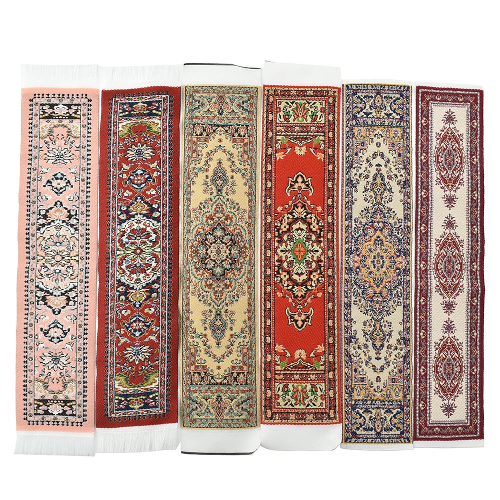 1:12 Scale Miniature Dollhouse Carpet Rug Bed Runner Table Flug Embroidered Accessories