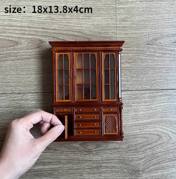 1:12 Scale European Style Miniature Dollhouse Furniture Set Carved Table Chair Computer Desk Office Scene Miniature Decor