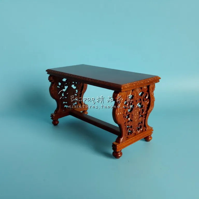 1:12 Scale European Style Miniature Dollhouse Furniture Set Carved Table Chair Computer Desk Office Scene Miniature Decor