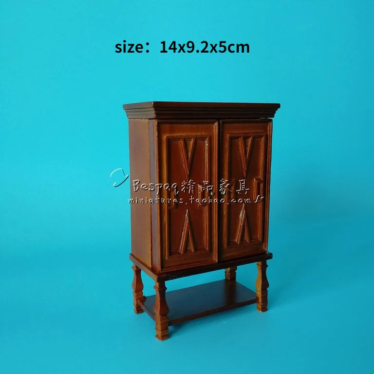1:12 Scale European Style Miniature Dollhouse Furniture Set Carved Table Chair Computer Desk Office Scene Miniature Decor