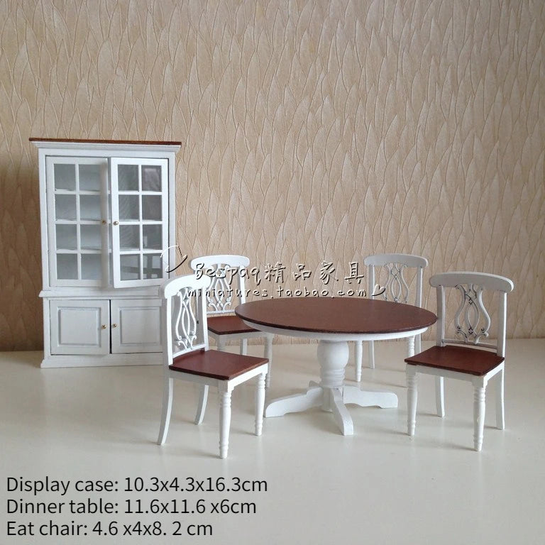1:12 Scale European Style Miniature Dollhouse Furniture Set Carved Table Chair Computer Desk Office Scene Miniature Decor