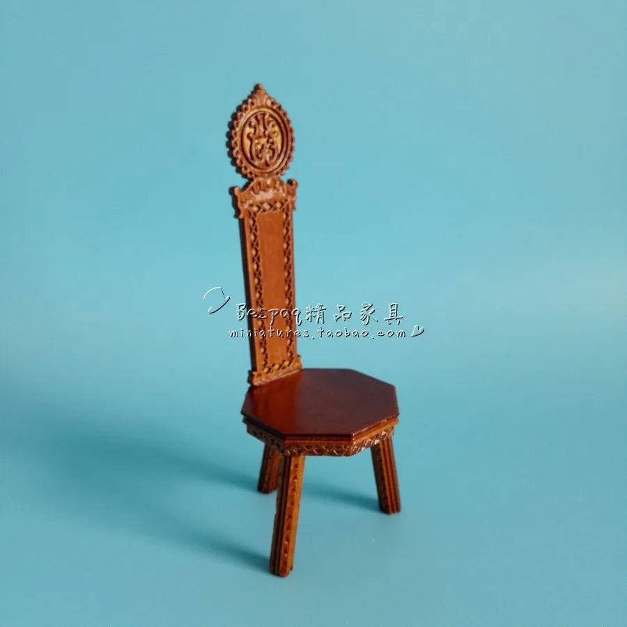 1:12 Scale European Style Miniature Dollhouse Furniture Set Carved Table Chair Computer Desk Office Scene Miniature Decor