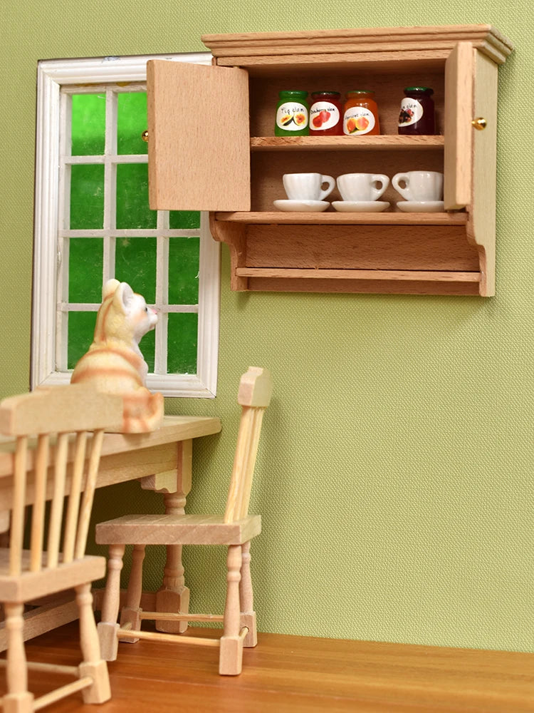 1:12 Scale Miniature Hanging Cabinet Closet Shelf For Dollhouse Kitchen Dining Room Accessories