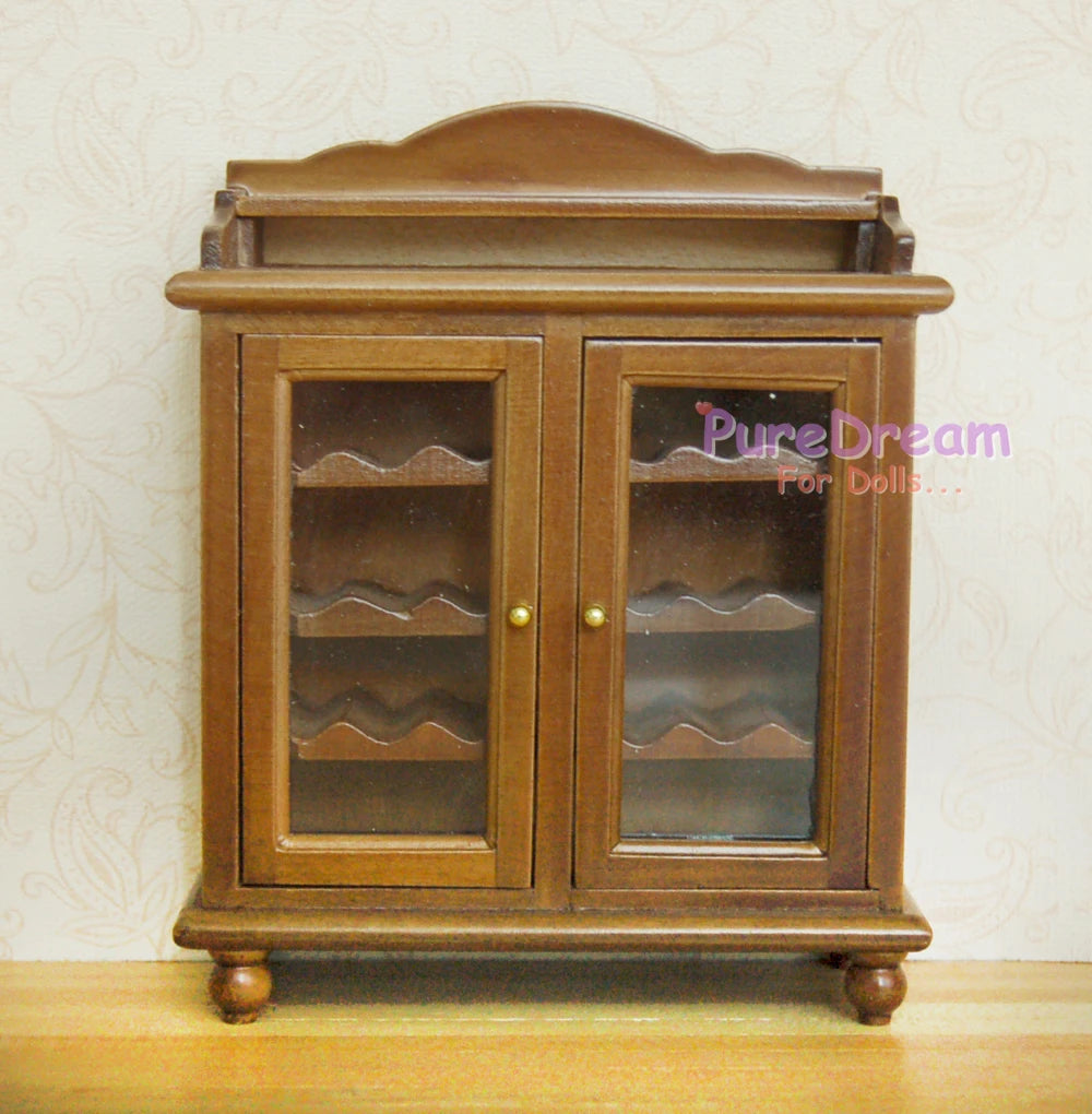 1:12 Scale Dollhouse Furniture Wooden Wine Cabinet Buffet Hutch White Walnut Display Kitchen Miniature