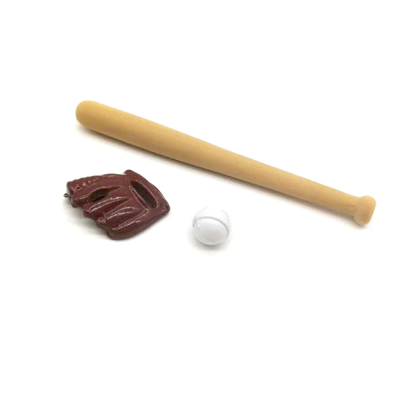1:12 Scale Miniature Baseball Mat Mitt Outdoor Sports Dollhouse Accessories