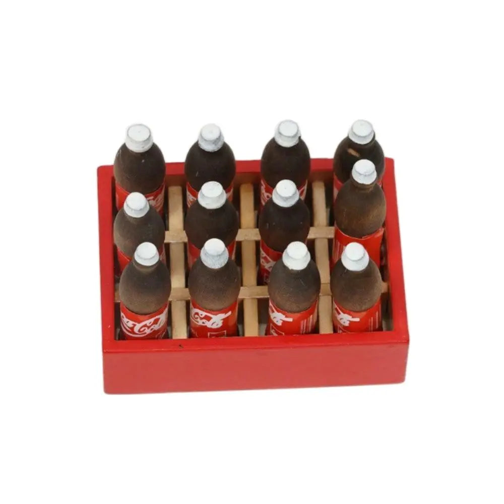 1:12 Scale Miniature Drink Food Box With 12 Bottles Dollhouse Accessories Toy Model For Dollhouse Decoration