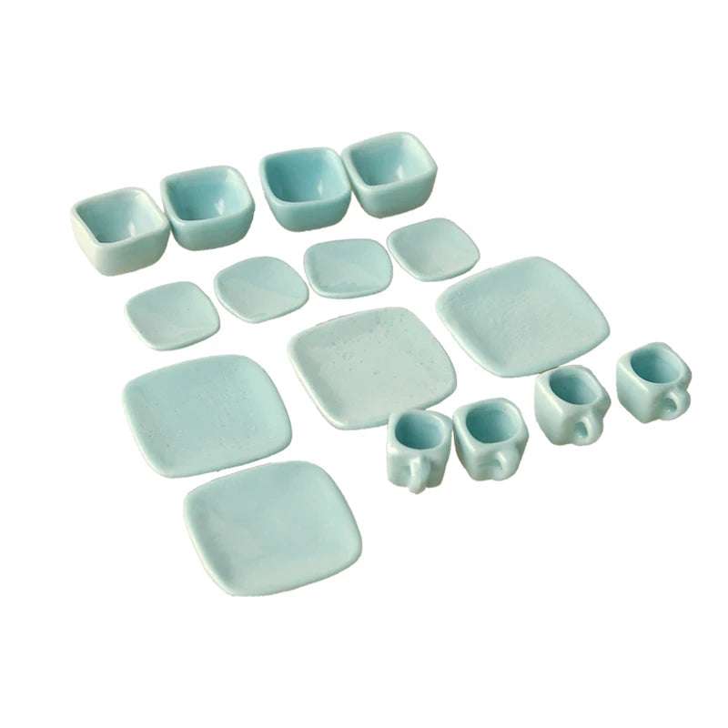 1:12 Scale Miniature Tea Set Cup Plate For Dollhouse Decor Miniature Furniture Accessories For Children Play Room