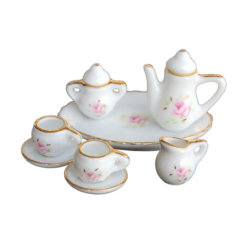 1:12 Scale Miniature Tea Set Cup Plate For Dollhouse Decor Miniature Furniture Accessories For Children Play Room