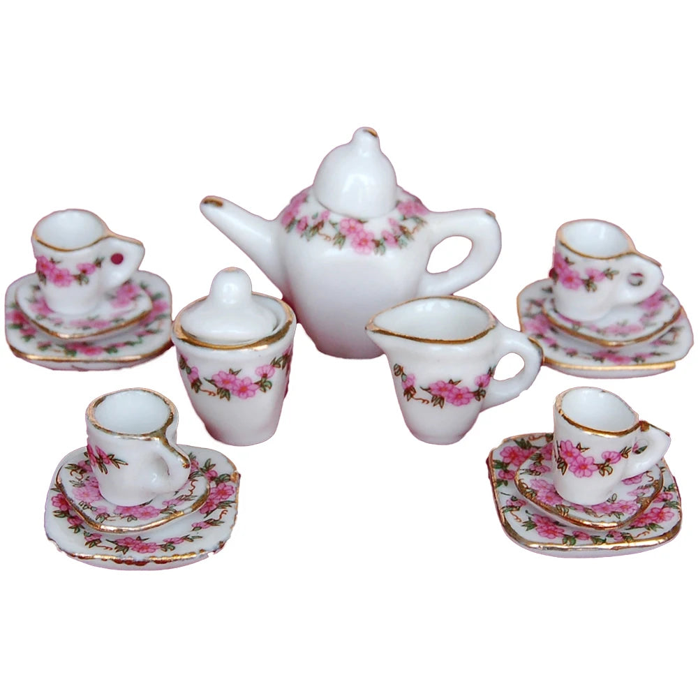 1:12 Scale Miniature Tea Set Cup Plate For Dollhouse Decor Miniature Furniture Accessories For Children Play Room