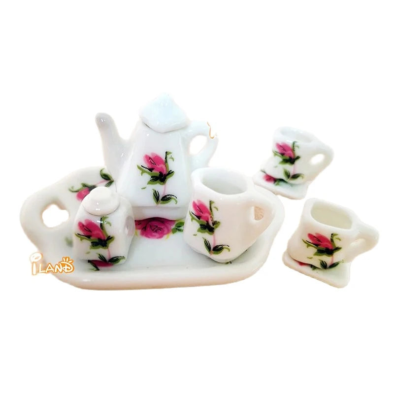 1:12 Scale Miniature Tea Set Cup Plate For Dollhouse Decor Miniature Furniture Accessories For Children Play Room