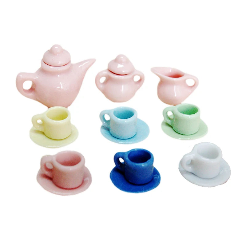 1:12 Scale Miniature Tea Set Cup Plate For Dollhouse Decor Miniature Furniture Accessories For Children Play Room