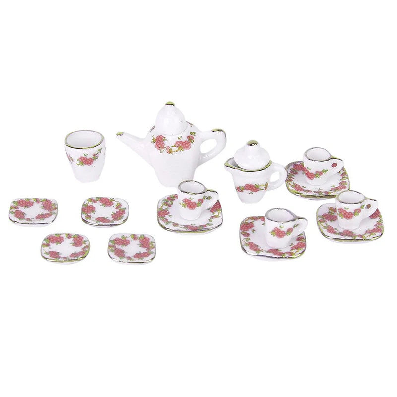 1:12 Scale Miniature Tea Set Cup Plate For Dollhouse Decor Miniature Furniture Accessories For Children Play Room