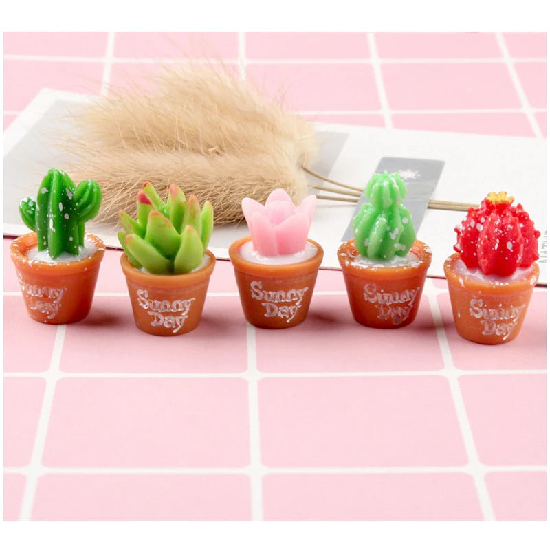 Plantas suculentas de resina en miniatura para casa de muñecas a escala 1:12 en macetas pequeñas - Accesorios para la decoración de casas de muñecas