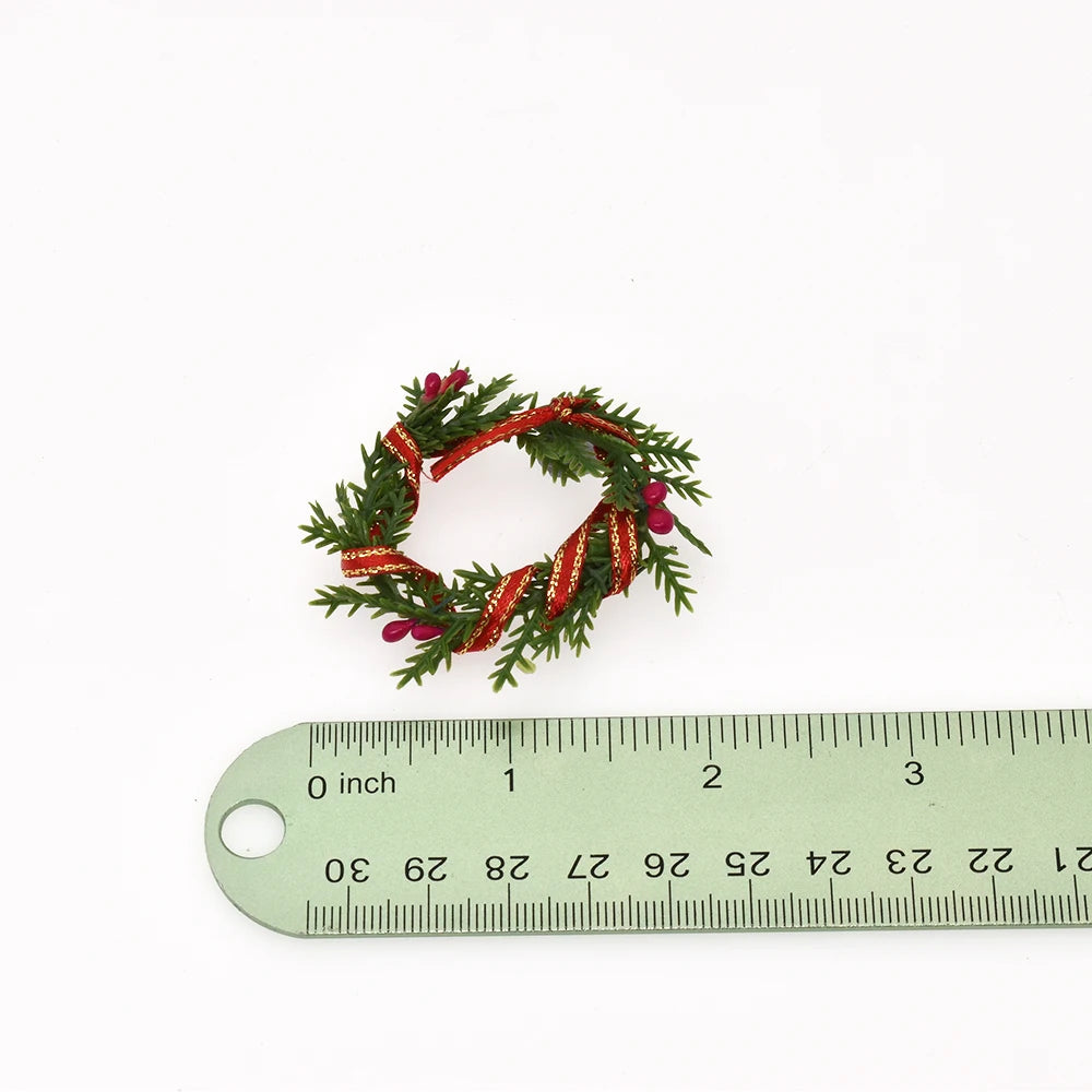 Corona navideña en miniatura para casa de muñecas a escala 1:12: decoración y regalo perfectos para las fiestas.