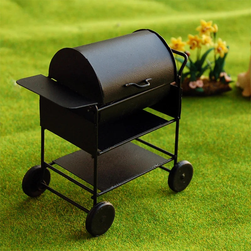 1:12 Scale Miniature BBQ Grill Oven Picnic Kitchenware Barbeque Cook Roasting Metal For Dollhouse Accessories