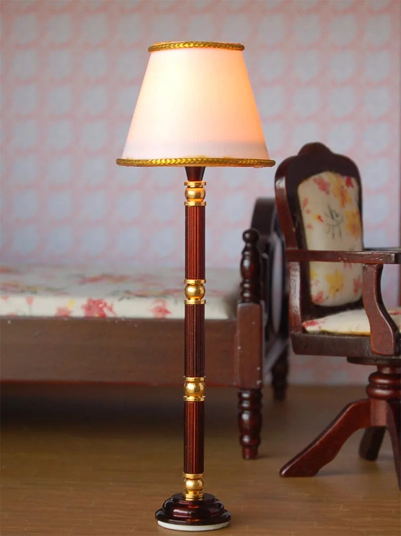 1:12 Scale Miniature Dollhouse Floor Lamp With Electric Wire Plug 12V Lighting Equipment