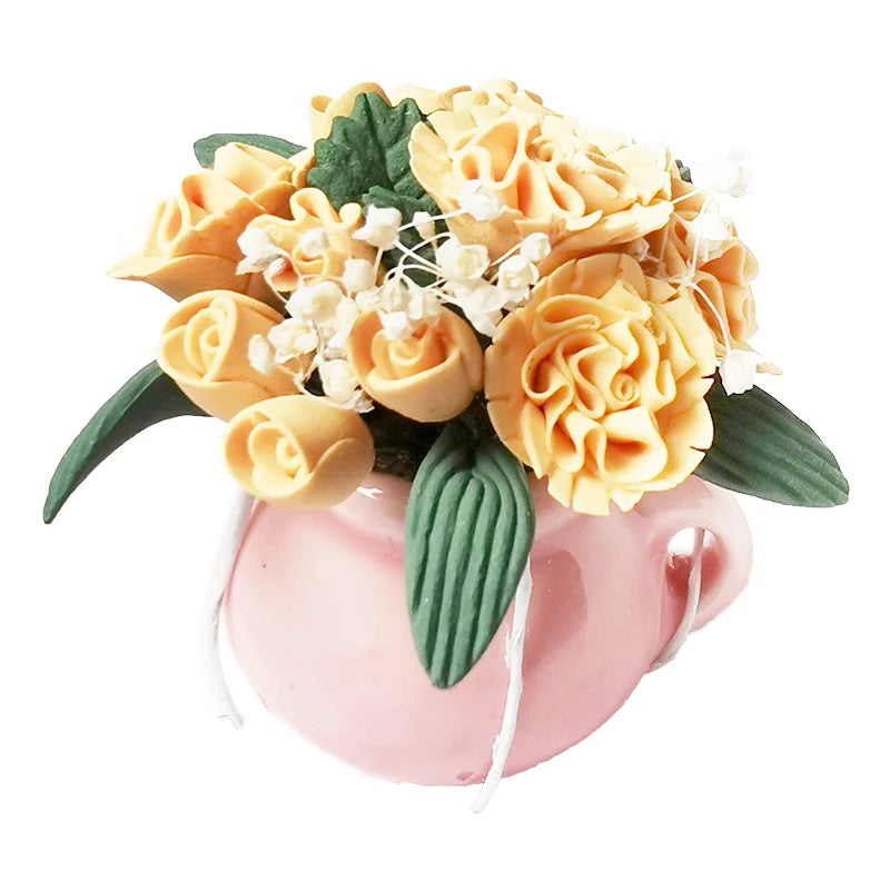 1:12 Scale Miniature Dollhouse Flower Plant Decor Bonsai Model Fairy Garden Ornament Potted Plants Kids Play Toy
