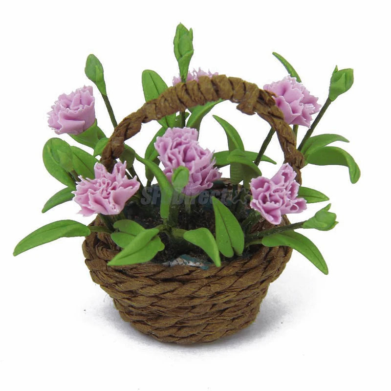1:12 Scale Miniature Dollhouse Flower Plant Decor Bonsai Model Fairy Garden Ornament Potted Plants Kids Play Toy