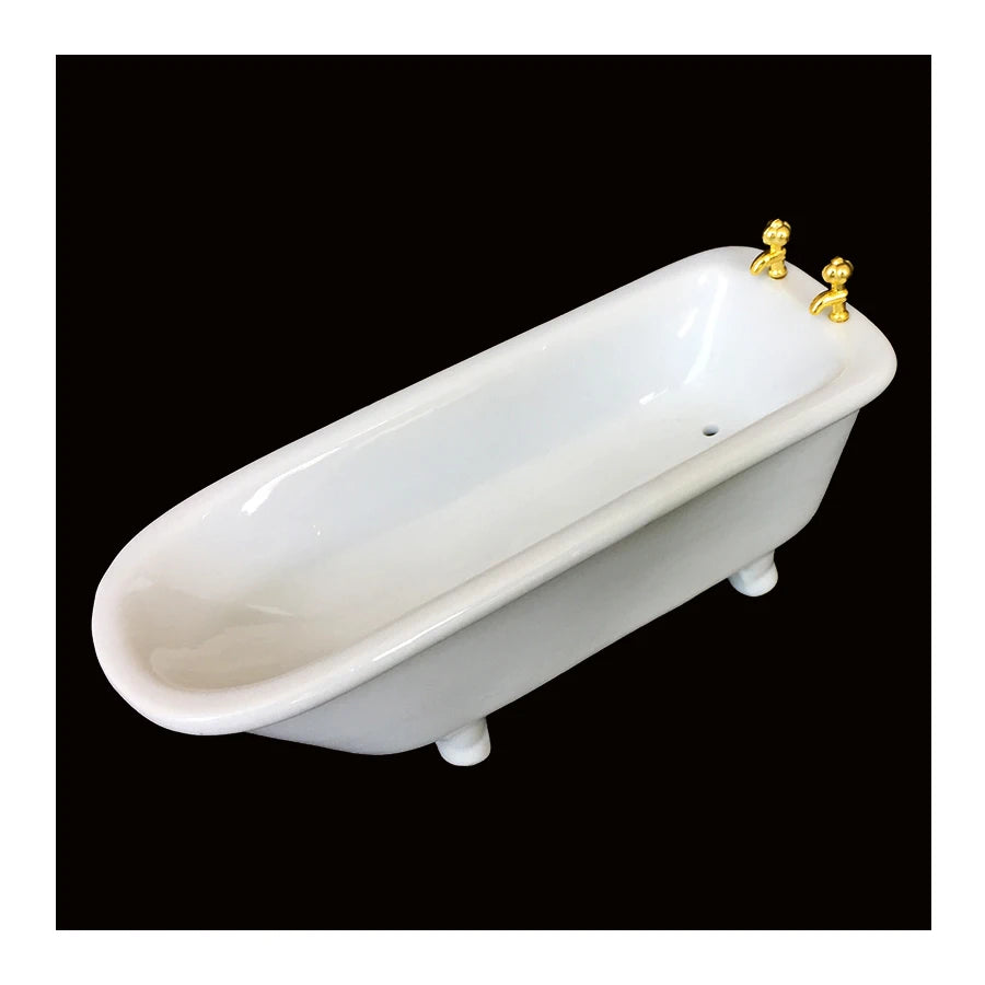 1:12 Scale Miniature Bathroom Set White Toilet Sink Bathtub Dollhouse Furniture