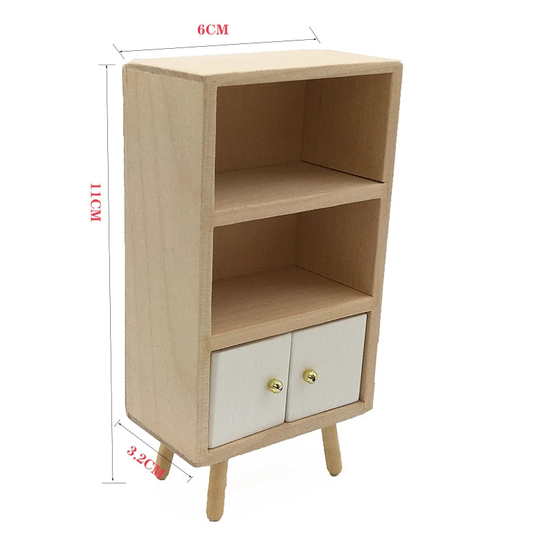 1:12 Scale Miniature Wooden Cabinet Cupboard Kitchen Dining Room Dollhouse Furniture Modern Sideboard