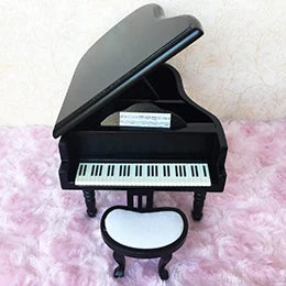 1:12 Dollhouse Miniature Furniture Grand Piano And Stool Music Instrument Wood 2 Colors Available White And Black