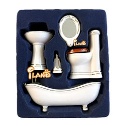 1:12 Scale Miniature Dollhouse Furniture Porcelain Bathroom Set White Toilet Basin Mirror 5Pcs For Dollhouse Accessories