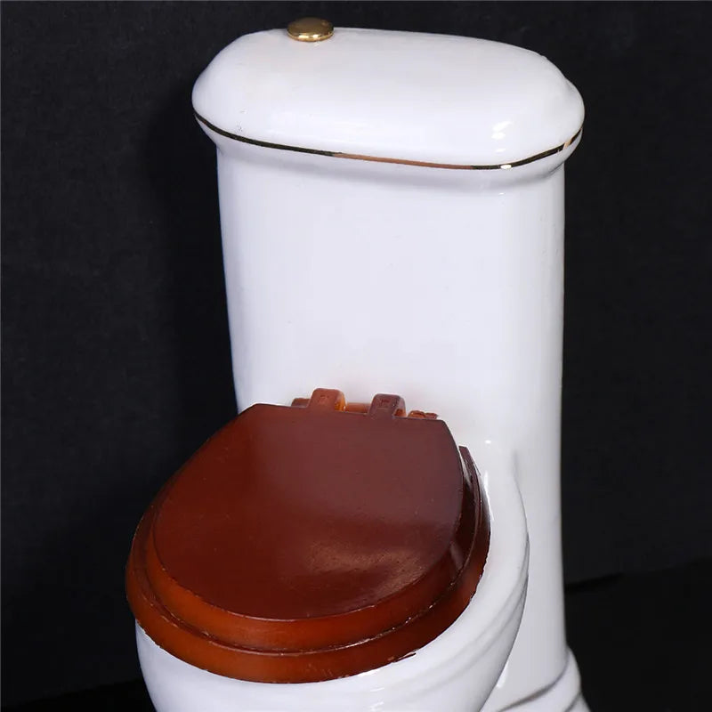 1:12 Scale Miniature Dollhouse Furniture Porcelain Bathroom Set White Toilet Basin Mirror 5Pcs For Dollhouse Accessories