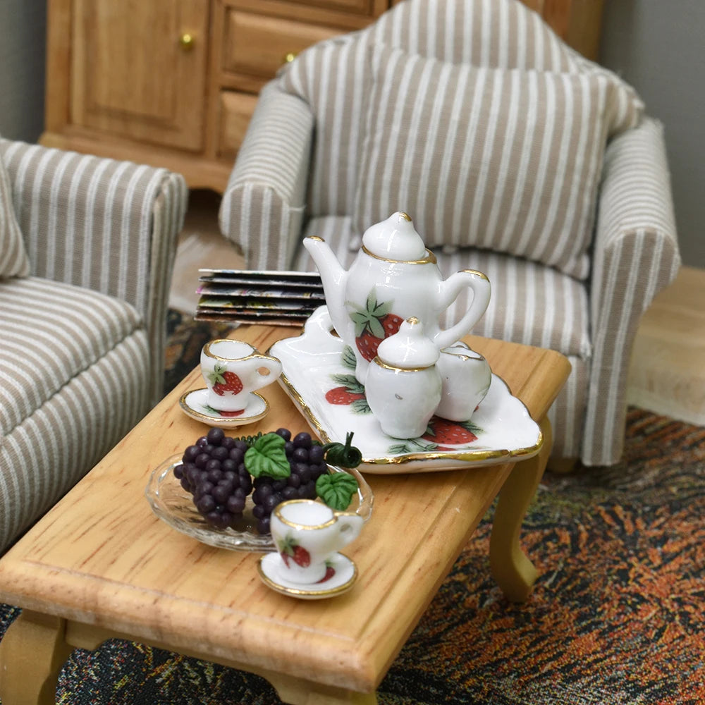 1:12 Scale Miniature Wooden Cabinet Side Table Dollhouse Furniture Set For Living Room Accessories