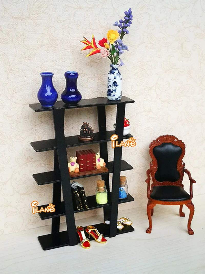 1:12 Scale Miniature Wooden Shelf Display Dollhouse Furniture For Doll House Accessories Toys Girls Boys Children