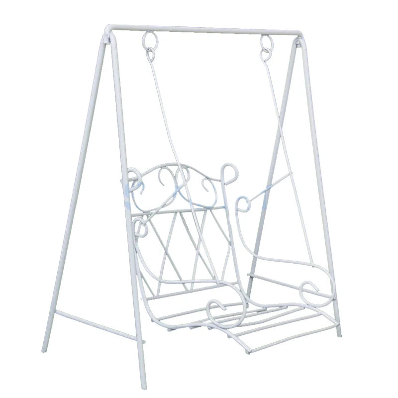 1:12 Scale Miniature Garden Furniture White Metal Swing European Style Dollhouse Accessories Toy Gift