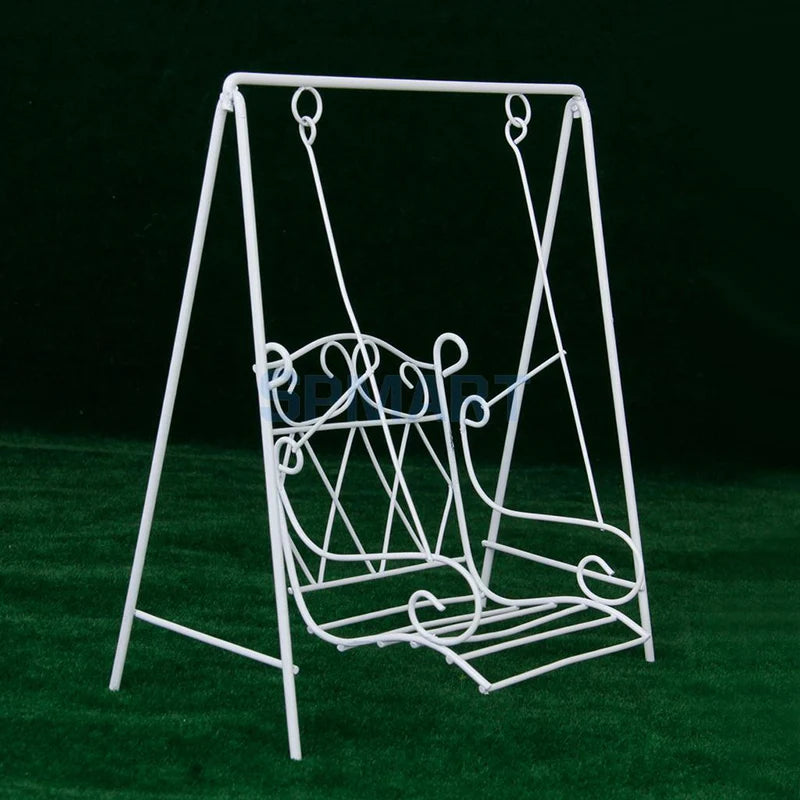 1:12 Scale Miniature Garden Furniture White Metal Swing European Style Dollhouse Accessories Toy Gift