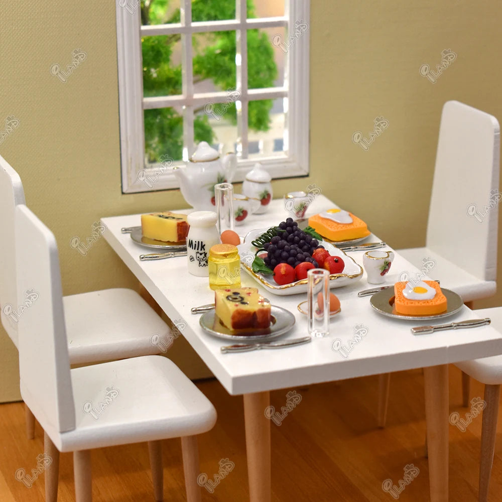 1:12 Scale Miniature Kitchen Accessories Tableware Dining Plate Knife Fork Spoon Metal Cutlery Dollhouse Miniature