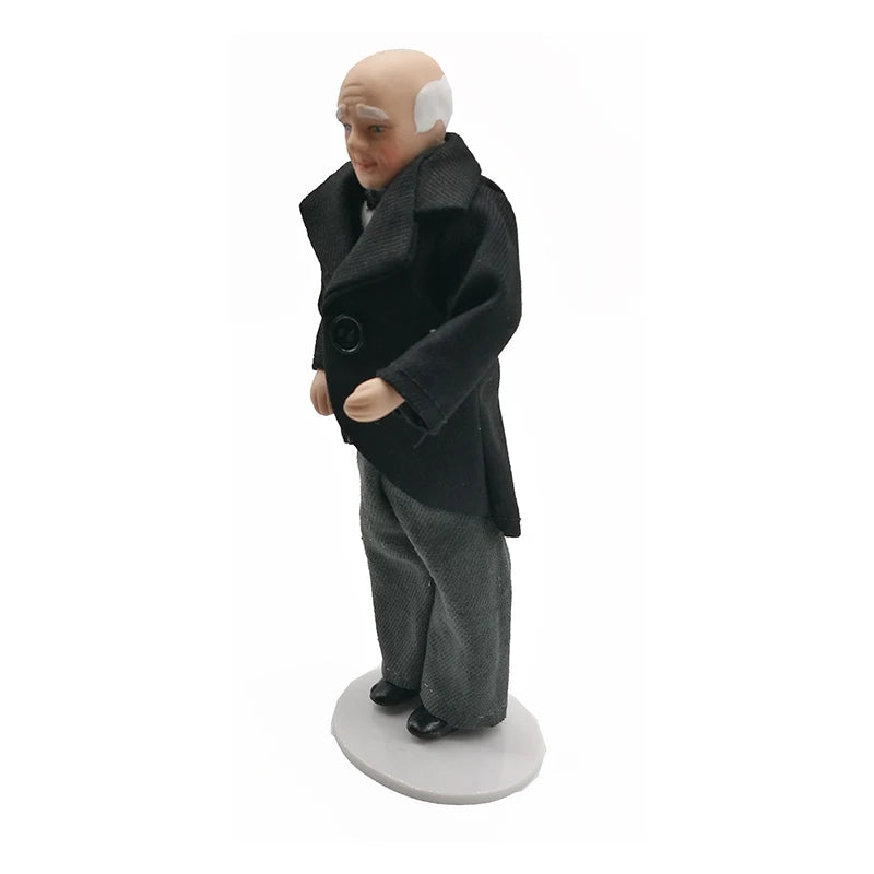 1:12 Scale Miniature Porcelain Doll Old Man Servant Butler Model For Dollhouse