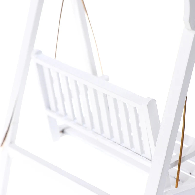 1:12 Scale Miniature White Swing Garden Wood Furniture For Dollhouse
