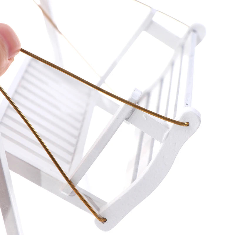 1:12 Scale Miniature White Swing Garden Wood Furniture For Dollhouse