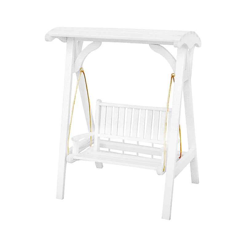 1:12 Scale Miniature White Swing Garden Wood Furniture For Dollhouse