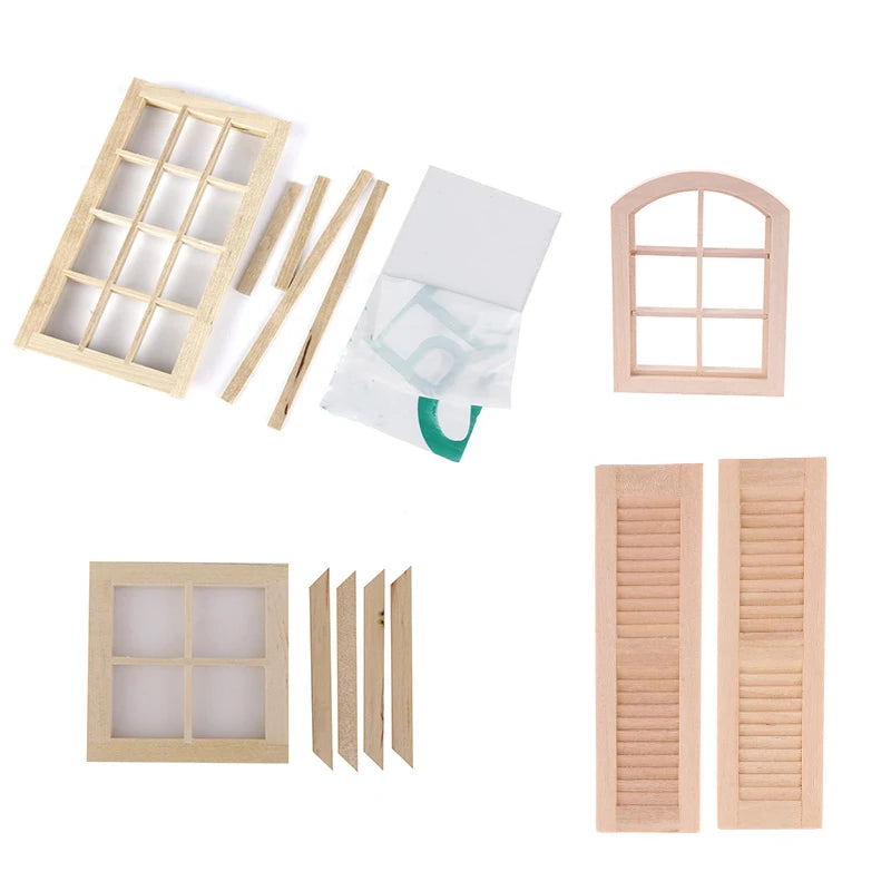 1:12 Scale Miniature Dollhouse Window Unpainted For DIY Model Accessories