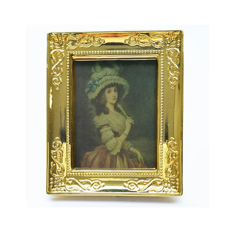 Accesorios en miniatura para casa de muñecas a escala 1:12, cuadros enmarcados, foto, pintura al óleo, mural para decoración de sala de estar, figura de paisaje