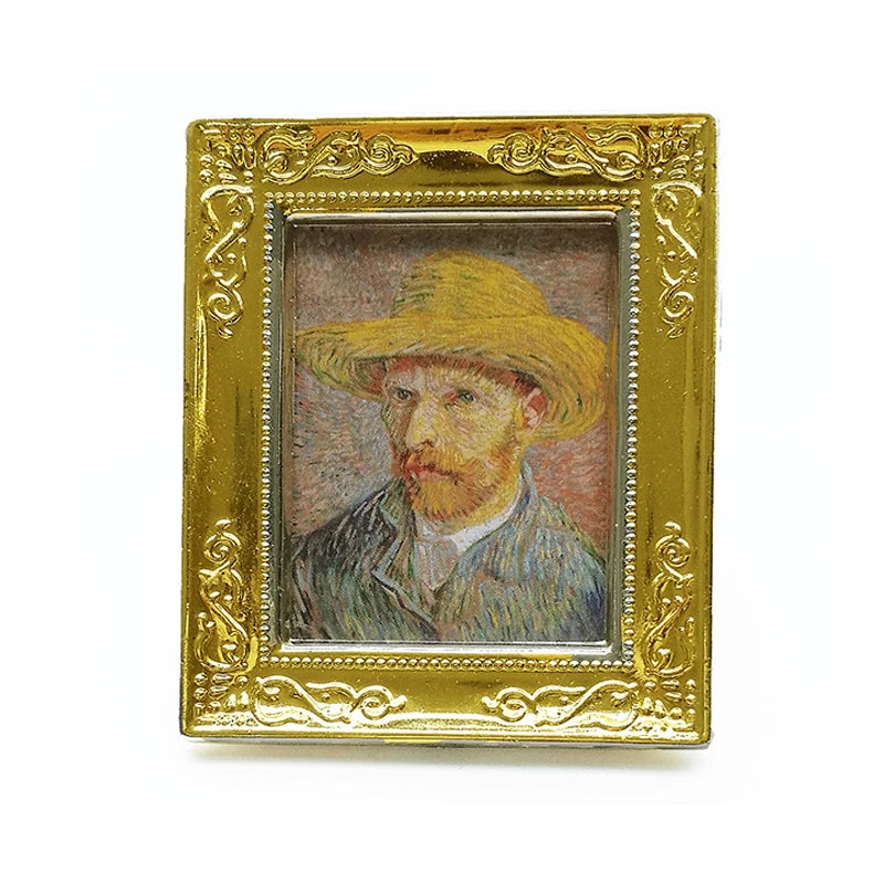 Accesorios en miniatura para casa de muñecas a escala 1:12, cuadros enmarcados, foto, pintura al óleo, mural para decoración de sala de estar, figura de paisaje
