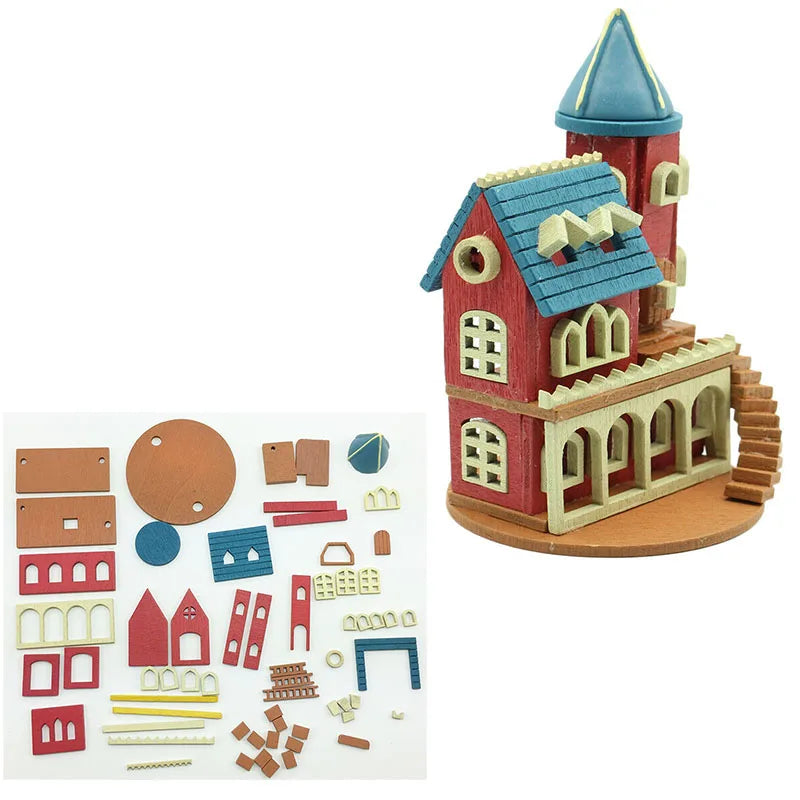 1:12 Scale Miniature Dollhouse Wooden Cottage DIY Self Assembly Doll House Accessories