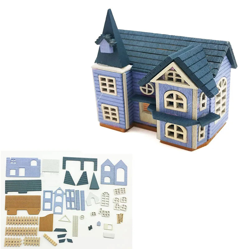 1:12 Scale Miniature Dollhouse Wooden Cottage DIY Self Assembly Doll House Accessories