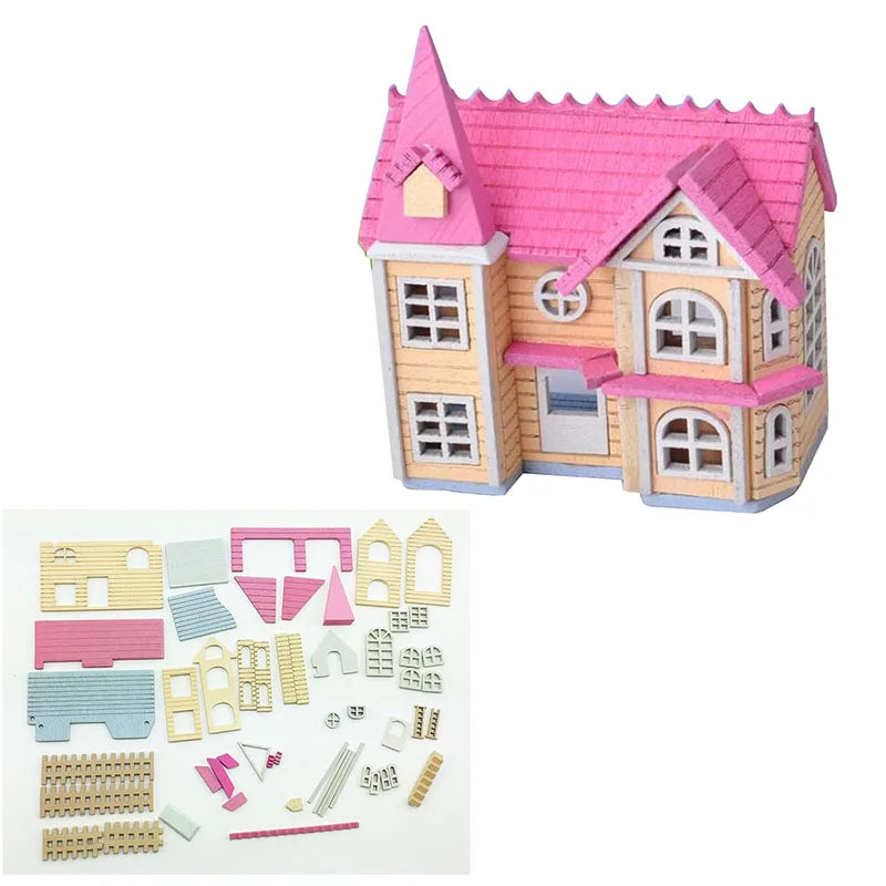 1:12 Scale Miniature Dollhouse Wooden Cottage DIY Self Assembly Doll House Accessories